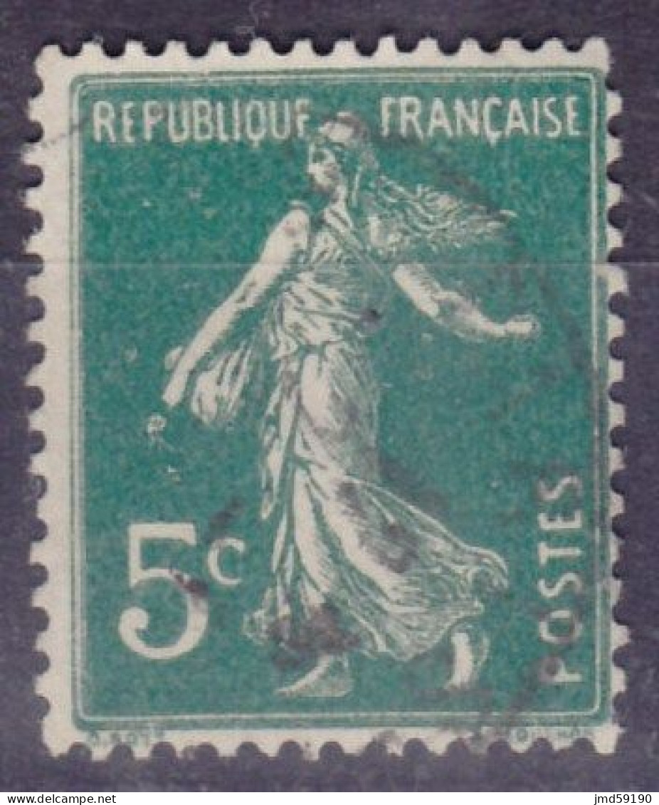 VARIETE ANNEAU LUNE Sur Semeuse N°137 5c Vert Oblitéré - Oblitérés