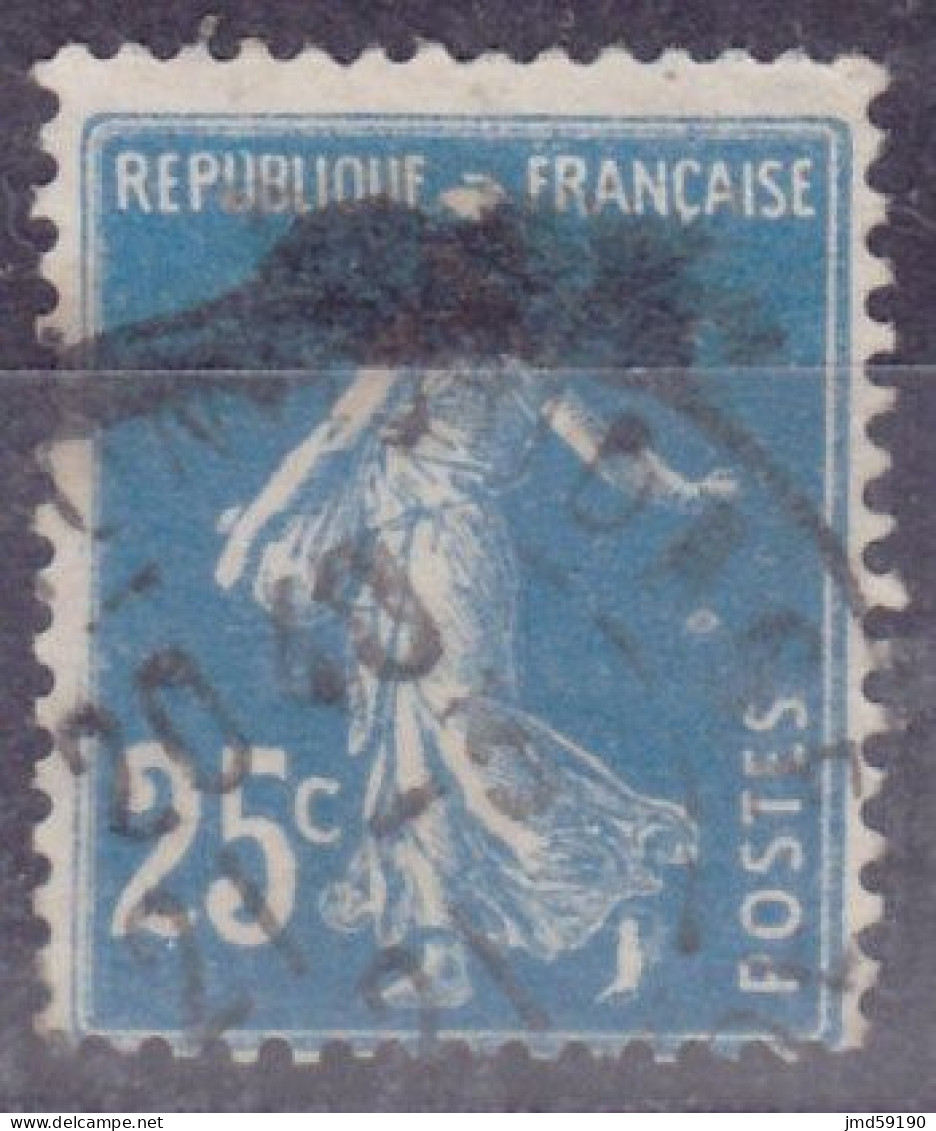 VARIETE ANNEAU LUNE Sur Semeuse N°140 25c Bleu Oblitéré - Gebruikt