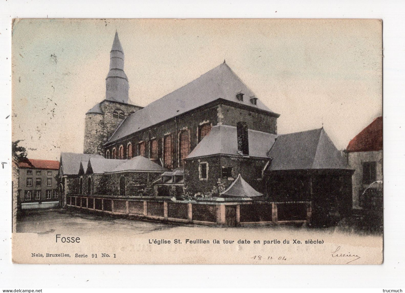 NELS Série 91 N° 1 - FOSSE - L'église St Feuillien *carte Colorisée* - Fosses-la-Ville
