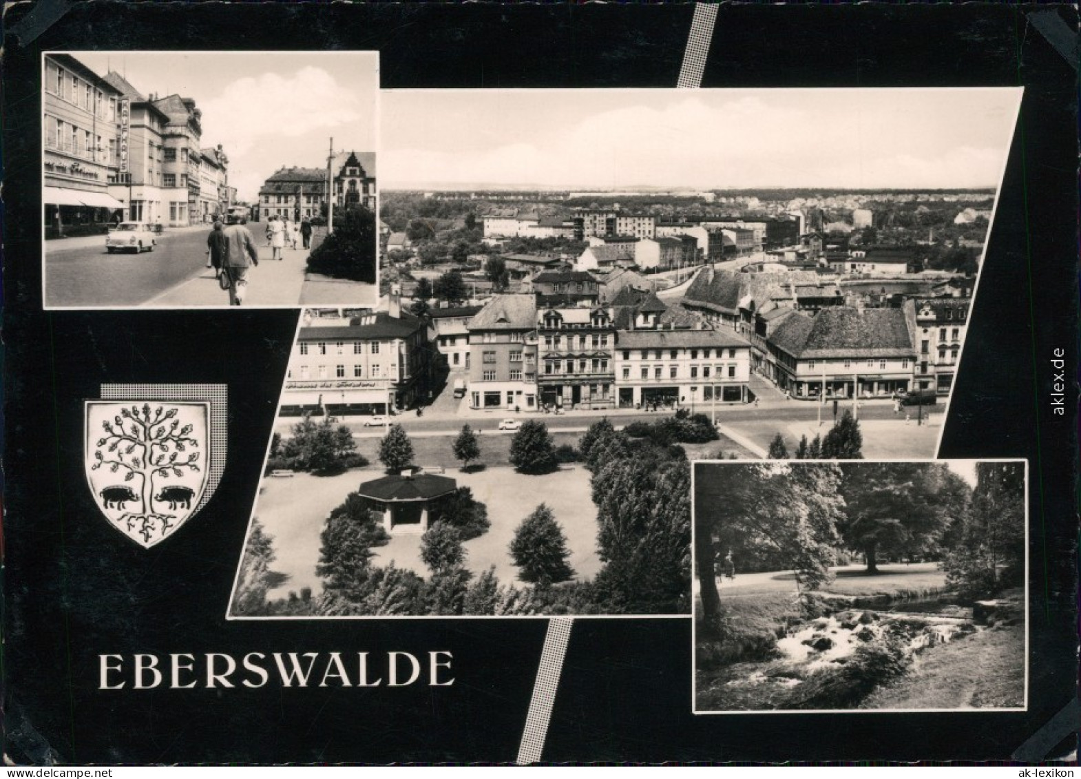 Eberswalde Straßen-Ansicht Mit Trabant, Überblick, Bachlauf Im Park 1963 - Eberswalde