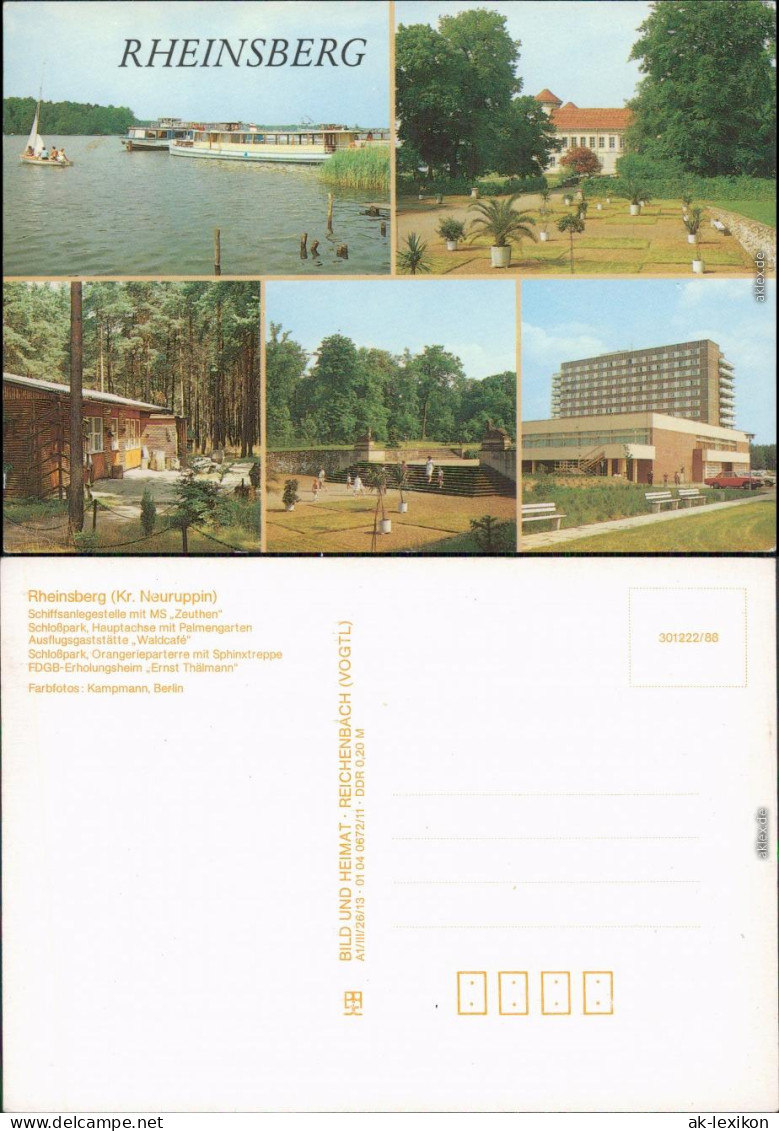 Rheinsberg Schiffsanlegestelle,   "Waldcafé", FDGB-Erholungsheim   1988 - Rheinsberg