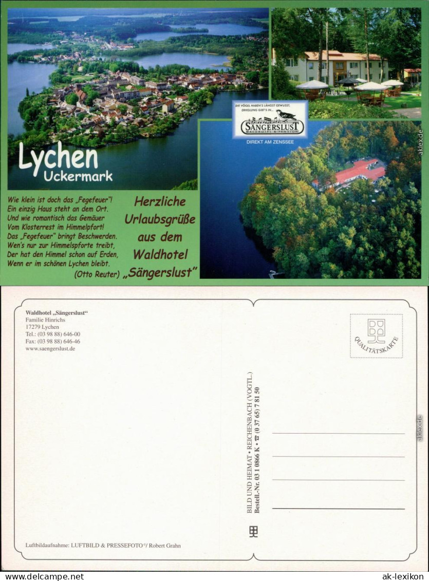 Lychen Luftbild  Stadt Und Dem Waldhotel "Sängerslust" Außen Gästebereich 1998 - Lychen