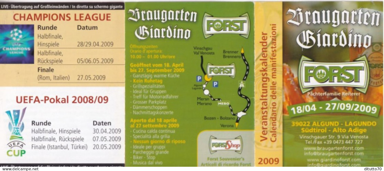 Calendarietto - Birra Forst  - Anno 2009 - Petit Format : 1991-00