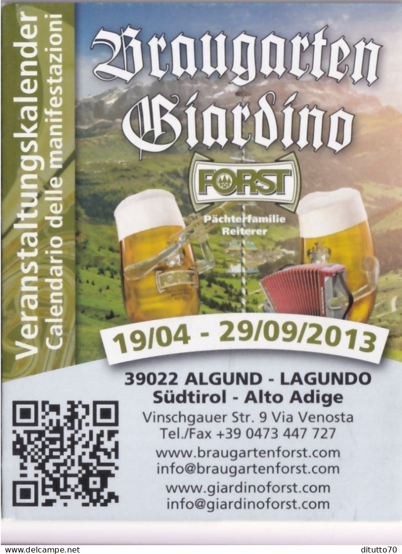 Calendarietto - Birra Forst  - Anno 2013 - Petit Format : 1991-00