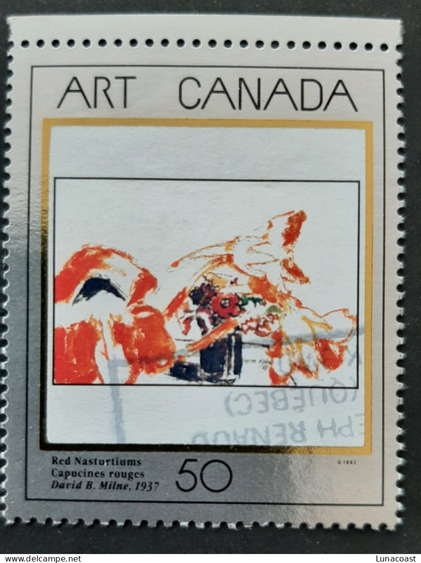 Canada 1992  USED  Sc1419   50c  Masterpieces Of Art, Red Nasturtiums - Gebruikt
