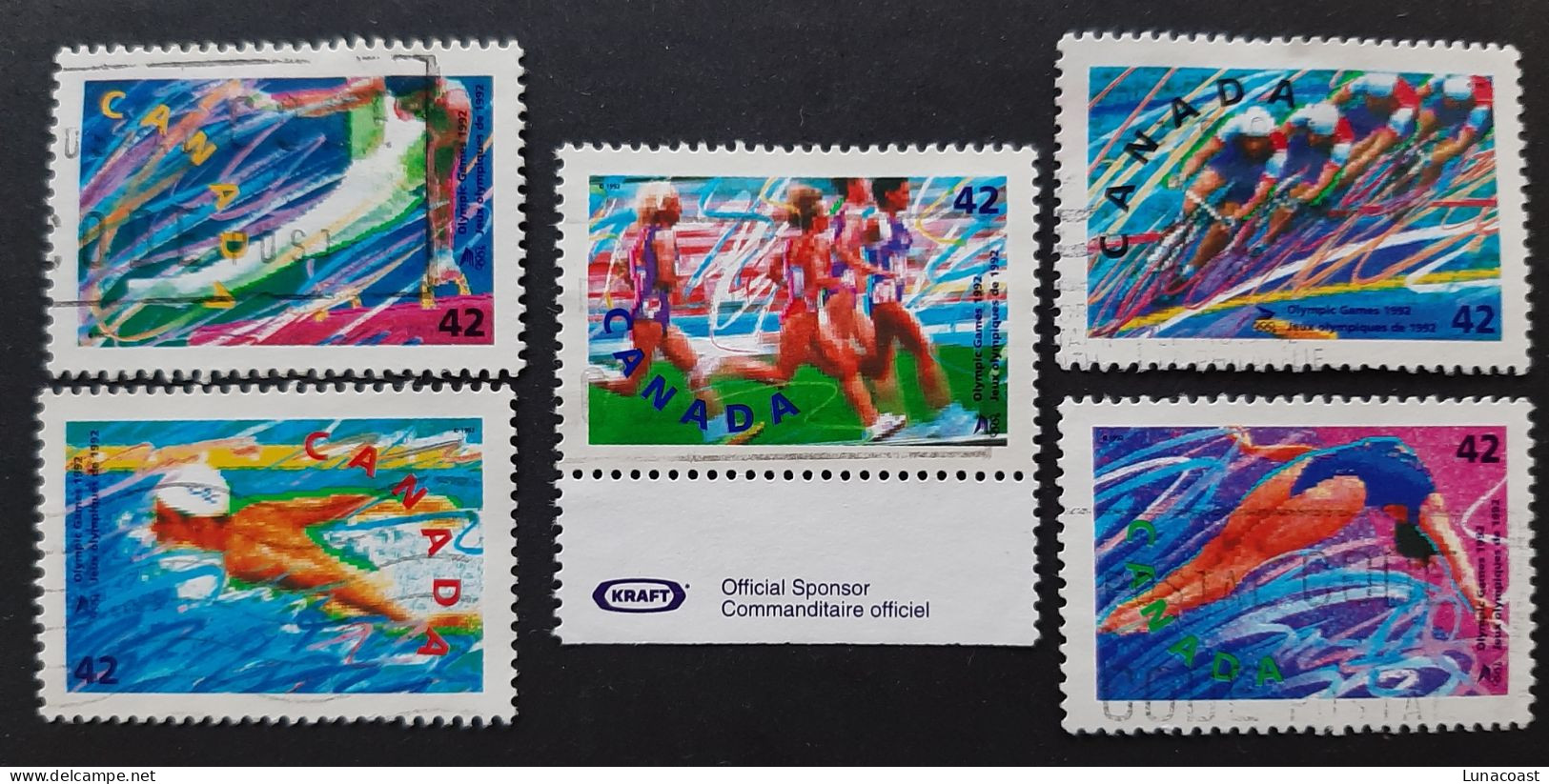 Canada 1992  USED  Sc1414 - 1418    5 X 42c  Summer Olympics - Used Stamps