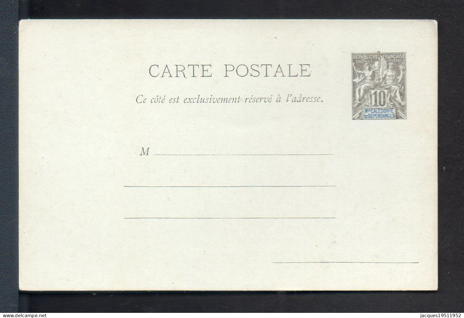 CM 1 - Entier -Carte Postale - Nouvelle Calédonie - 10c Noir - Brieven En Documenten