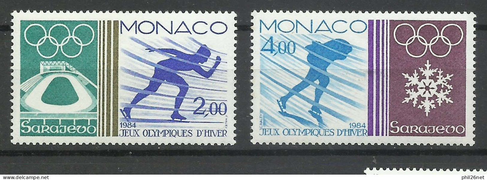 Monaco  N° 1416  Et 1417  Jeux Olympiquesq De Sarajevo       Neufs  * *  B/TB  Voir Scans  Soldé ! ! ! - Winter 1984: Sarajevo