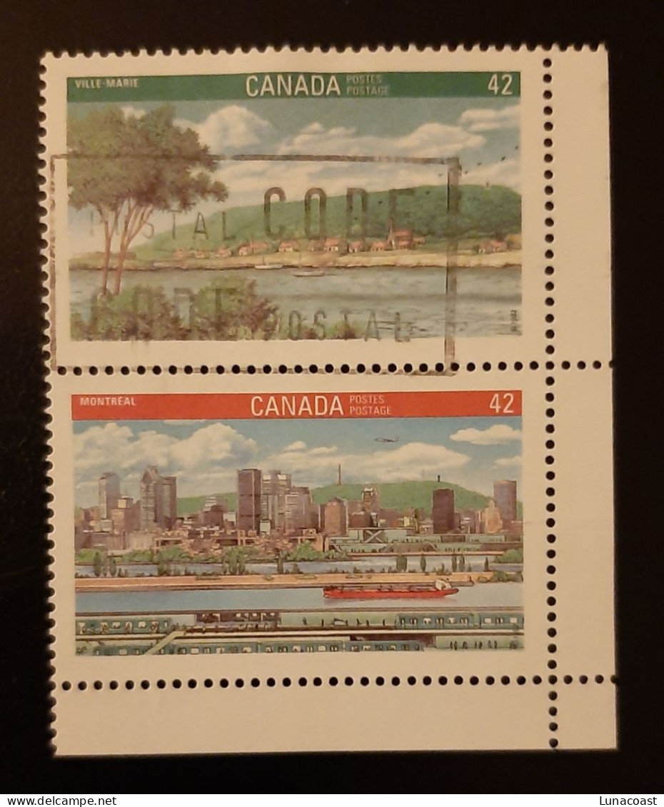 Canada 1992  USED  Sc1405a   Se-tenant Pair Of  2 X 42c, Canada '92 - Oblitérés