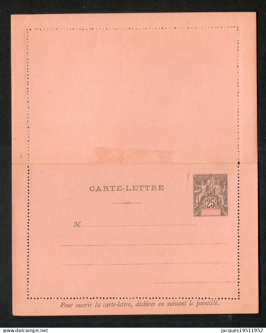 CM 6 - Entier -Carte Lettre - Nouvelle Calédonie - 25c Noir - Cartas & Documentos