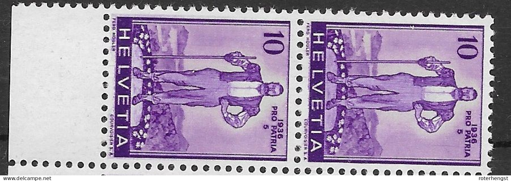 Switzerland Pair VARIETY Mnh ** Dark And Light Foot Ground Zumstein 2.2.01 250 CHF 1936 - Abarten