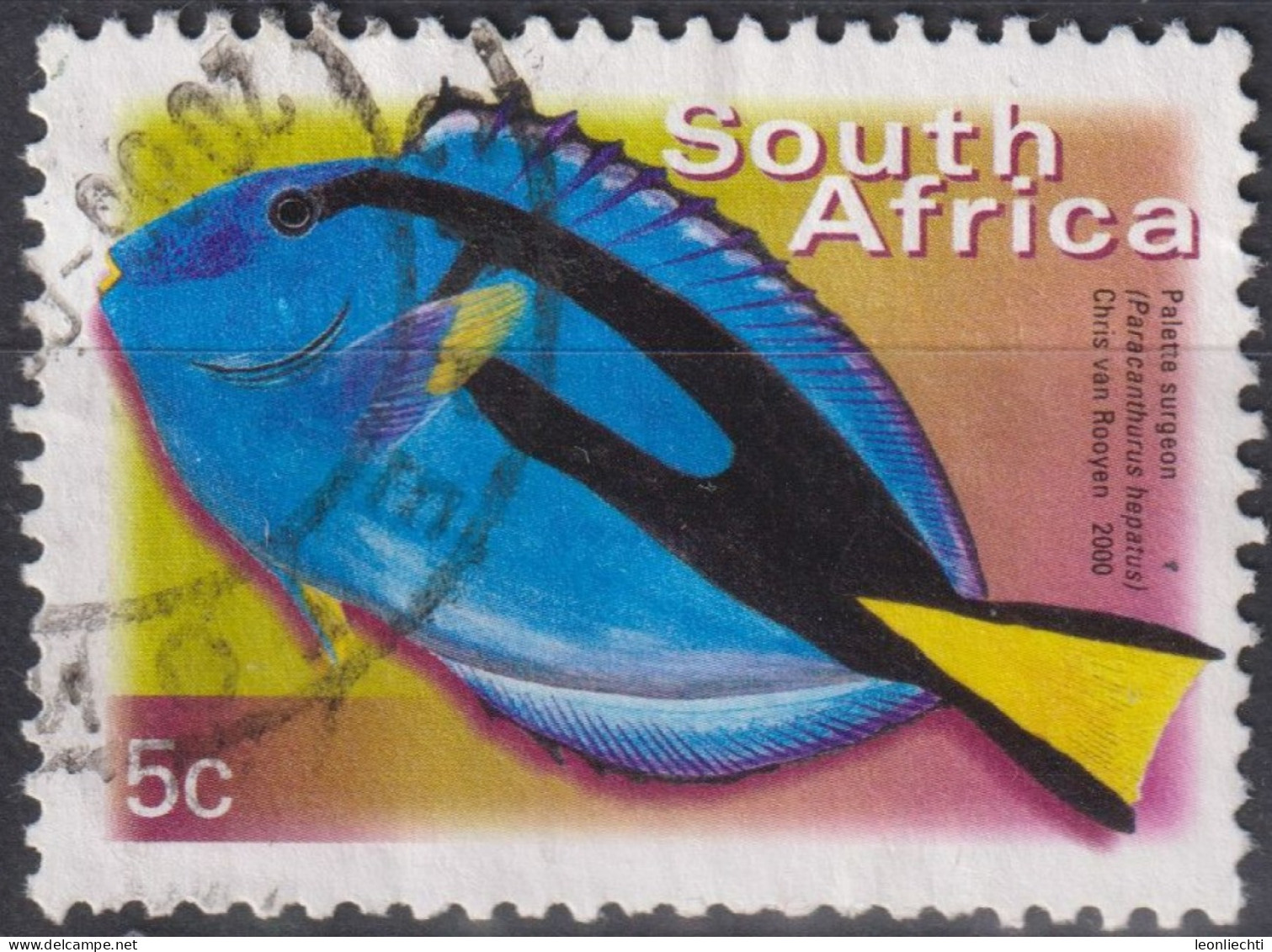 2002 Südafrika ° Mi:ZA 1285C, Sn:ZA 1173a, Yt:ZA 1127Ca, Palette Surgeonfish (Paracanthurus Hepatus) - Usados