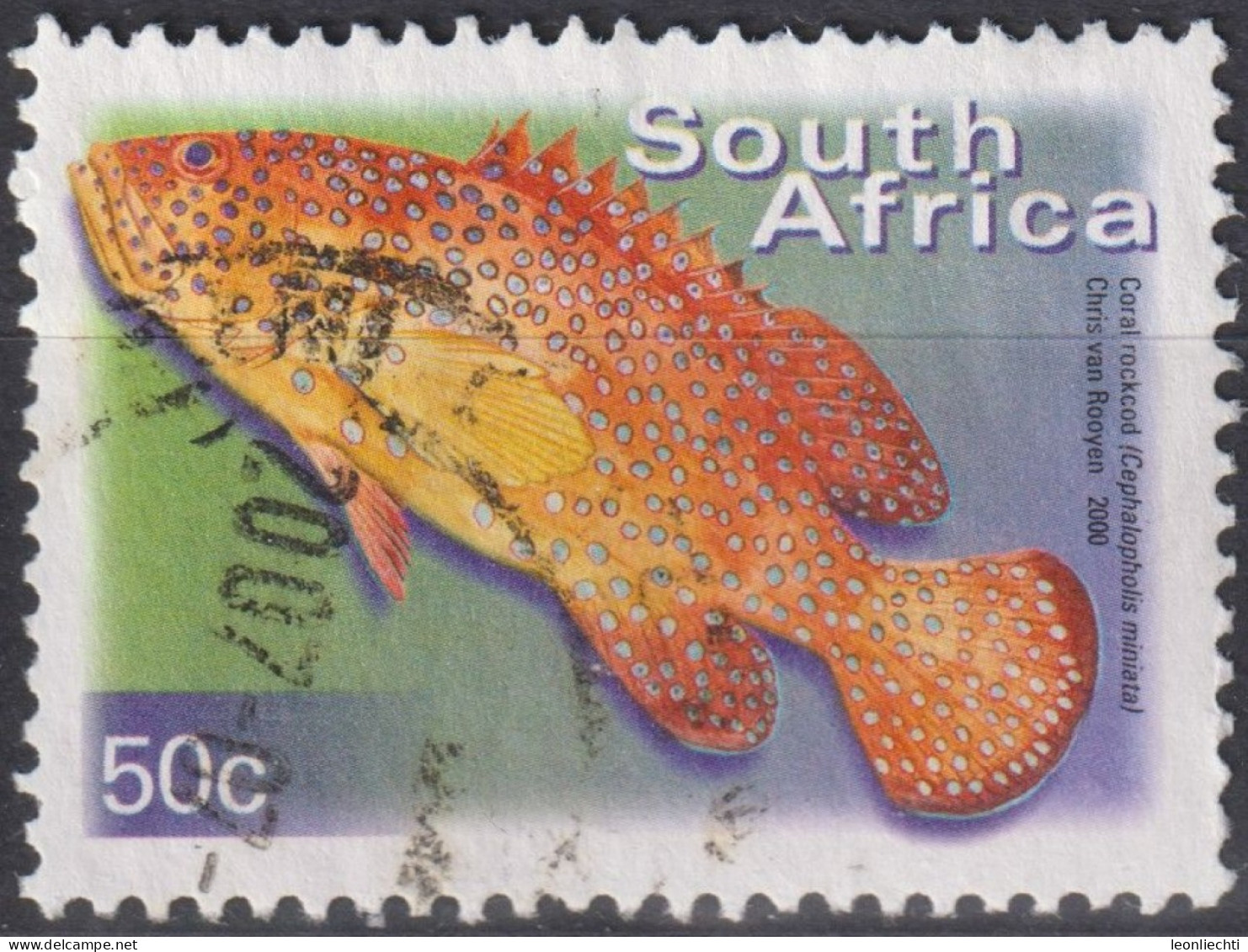 2002 Südafrika ° Mi:ZA 1290C, Sn:ZA 1178a, Yt:ZA 1127Ha, Coral Hind (Cephalopholis Miniata) Fische - Usati