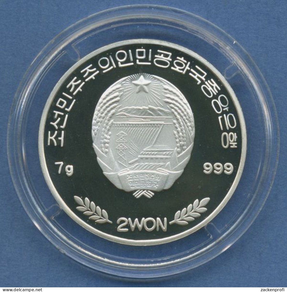 Korea Nord 2 Won 2003 Weltausstellung Japan, Silber, KM 933 PP Kapsel (m5164) - Korea (Nord-)