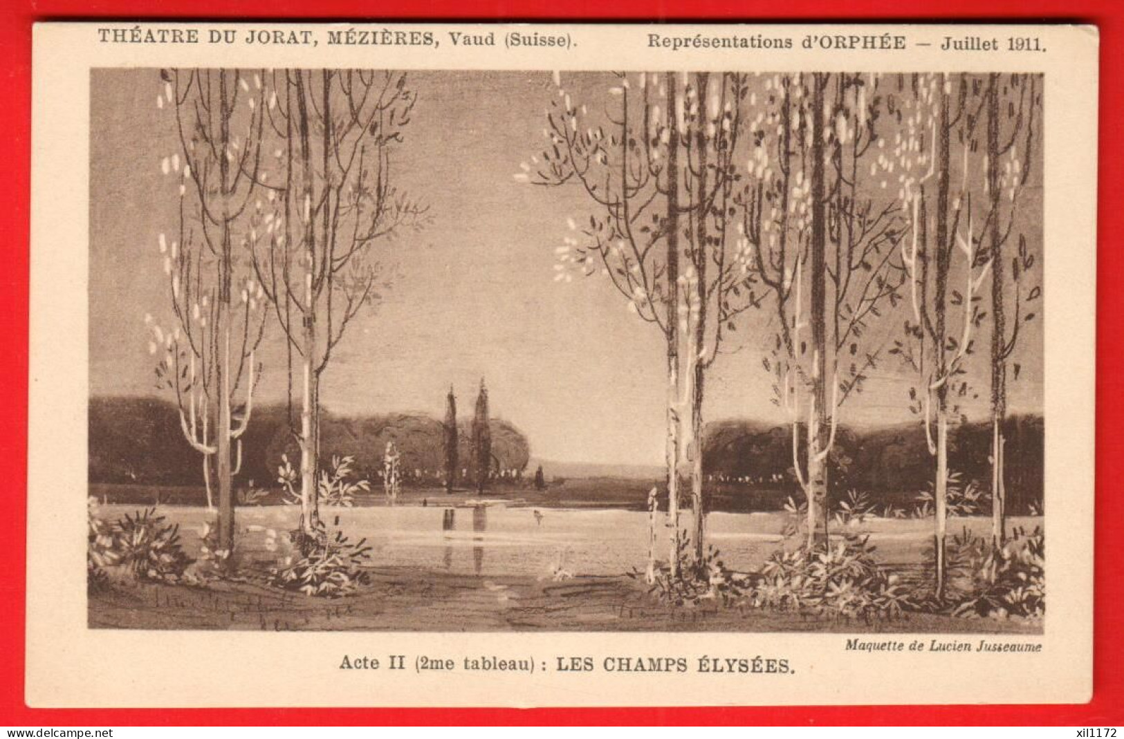 ZXI-15 Mézières Théâtre Du Jorat. Représentation D'Orphée 1911. Acte 2, Les Champs Elysées NC - Mézières