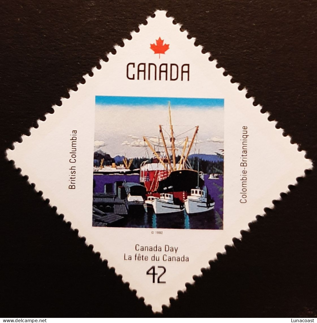 Canada 1992  Mint No Gum  Sc1429   42c, Canada Day, British Columbia - Gebraucht