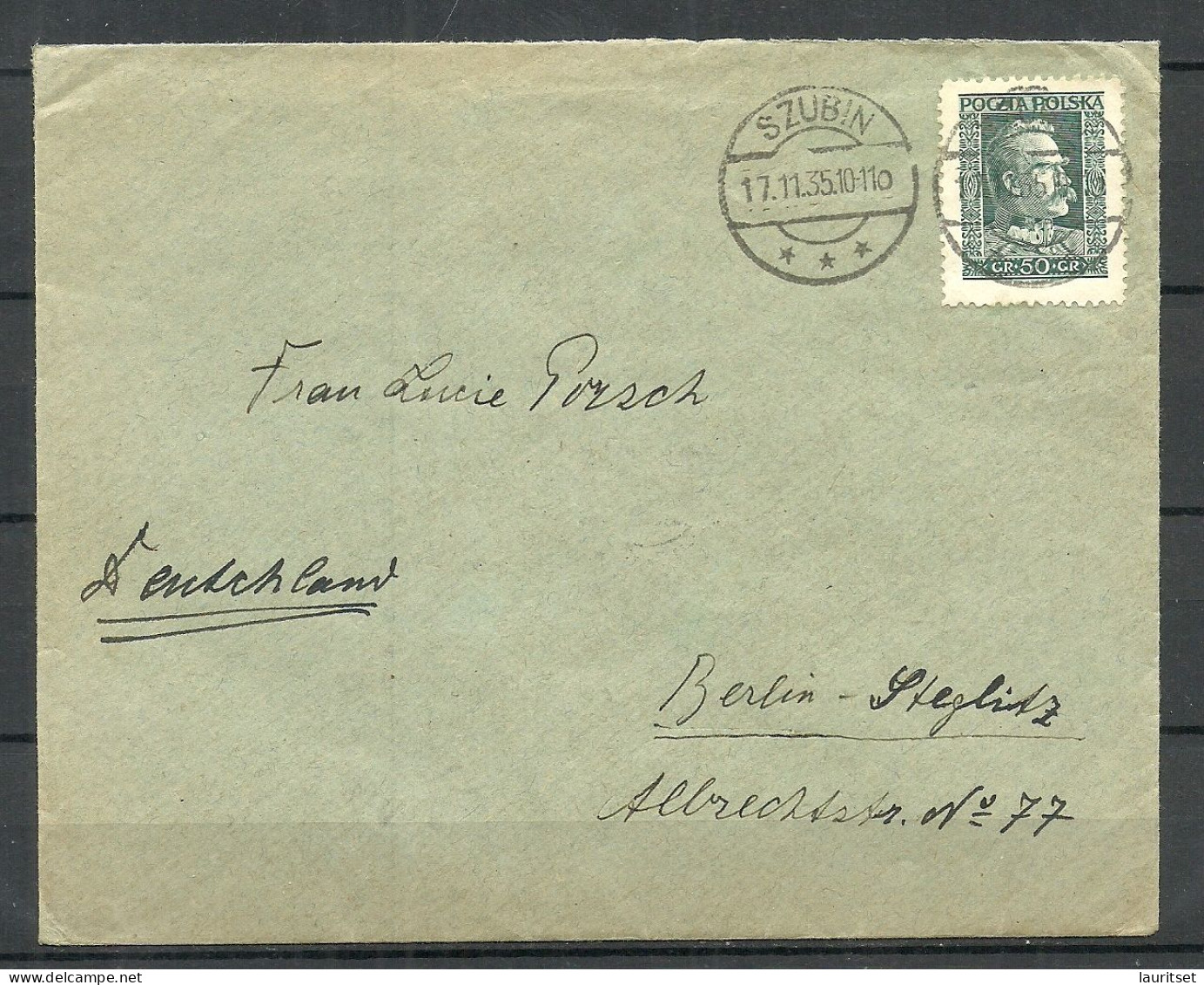 POLEN Poland 1935 O SZUBIN Cover To Germany Michel 270 Pilsudski As Single - Covers & Documents