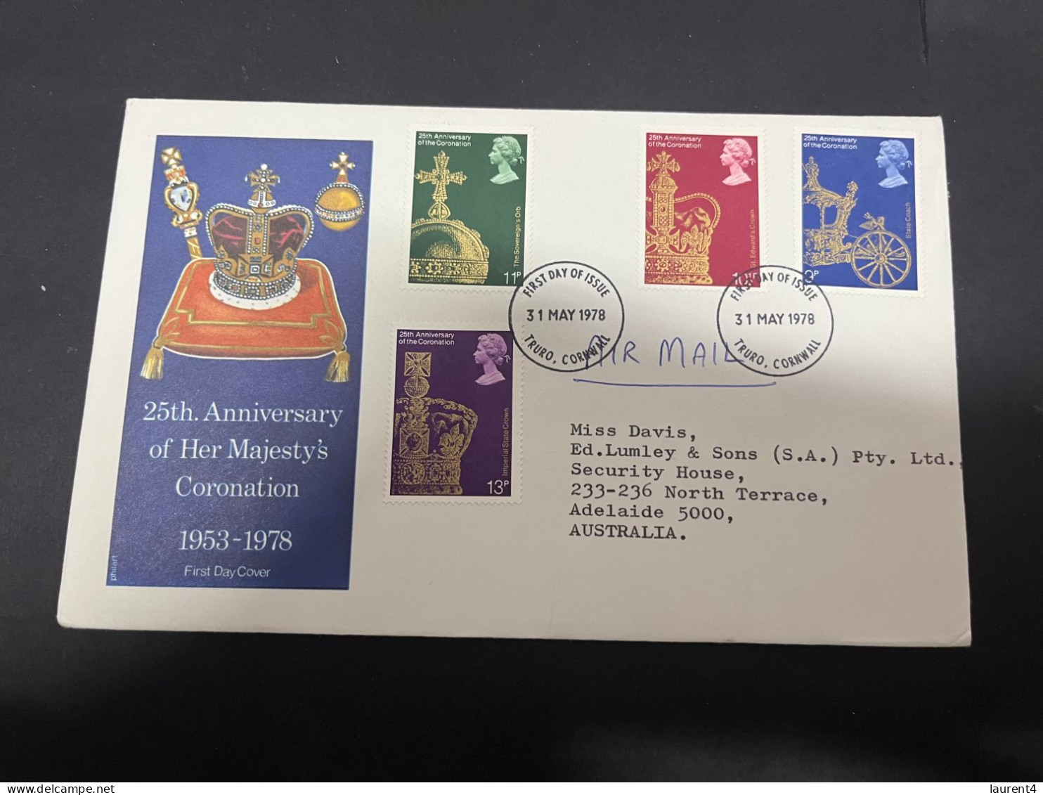 8-2-2024 (3 X 39) UK (Great Britain) FDC - 1978 - 25th Anniversary Of Her Majesty Coronation - 1971-1980 Dezimalausgaben