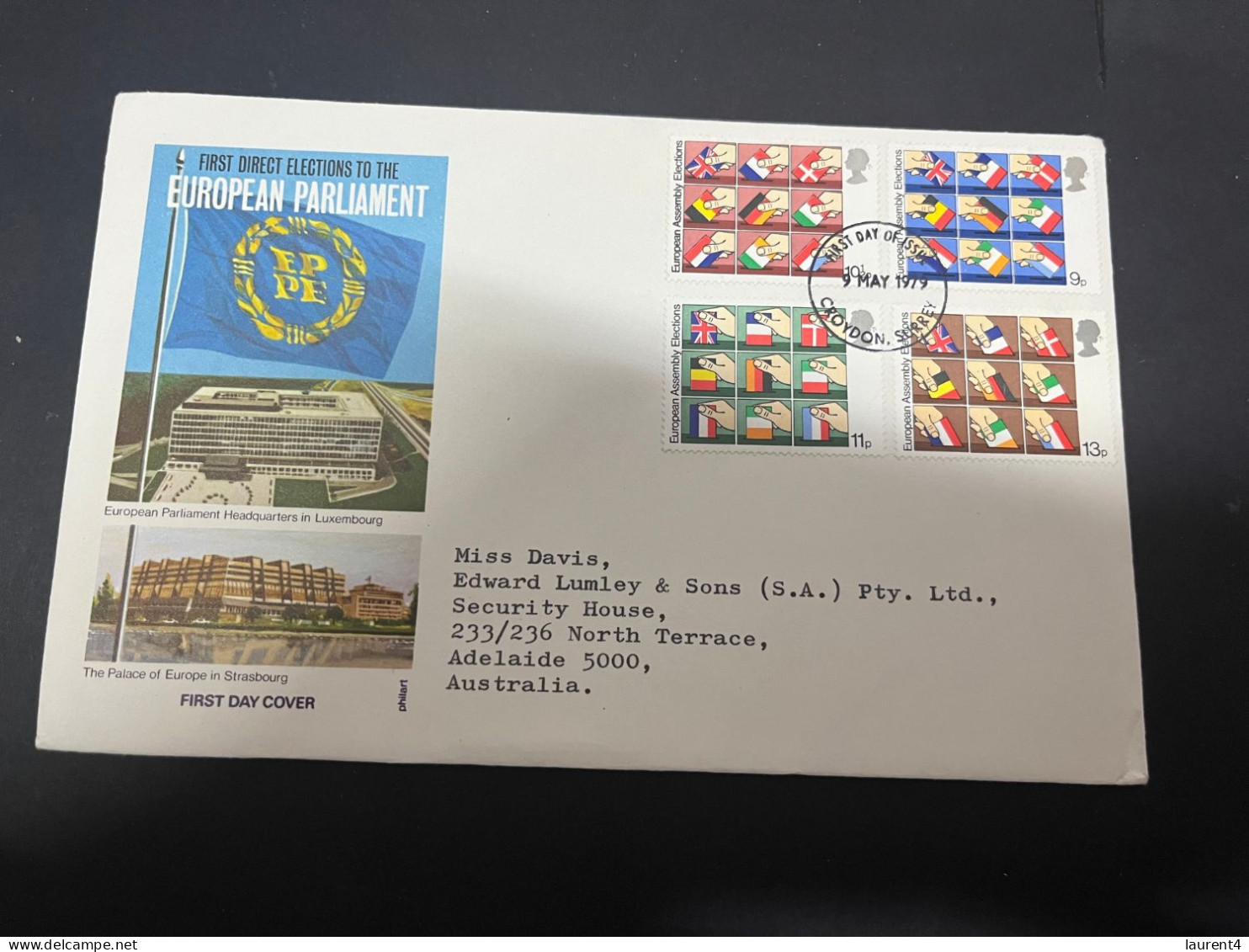 8-2-2024 (3 X 39) UK (Great Britain) FDC - 1979 - European Parliament - 1971-1980 Em. Décimales