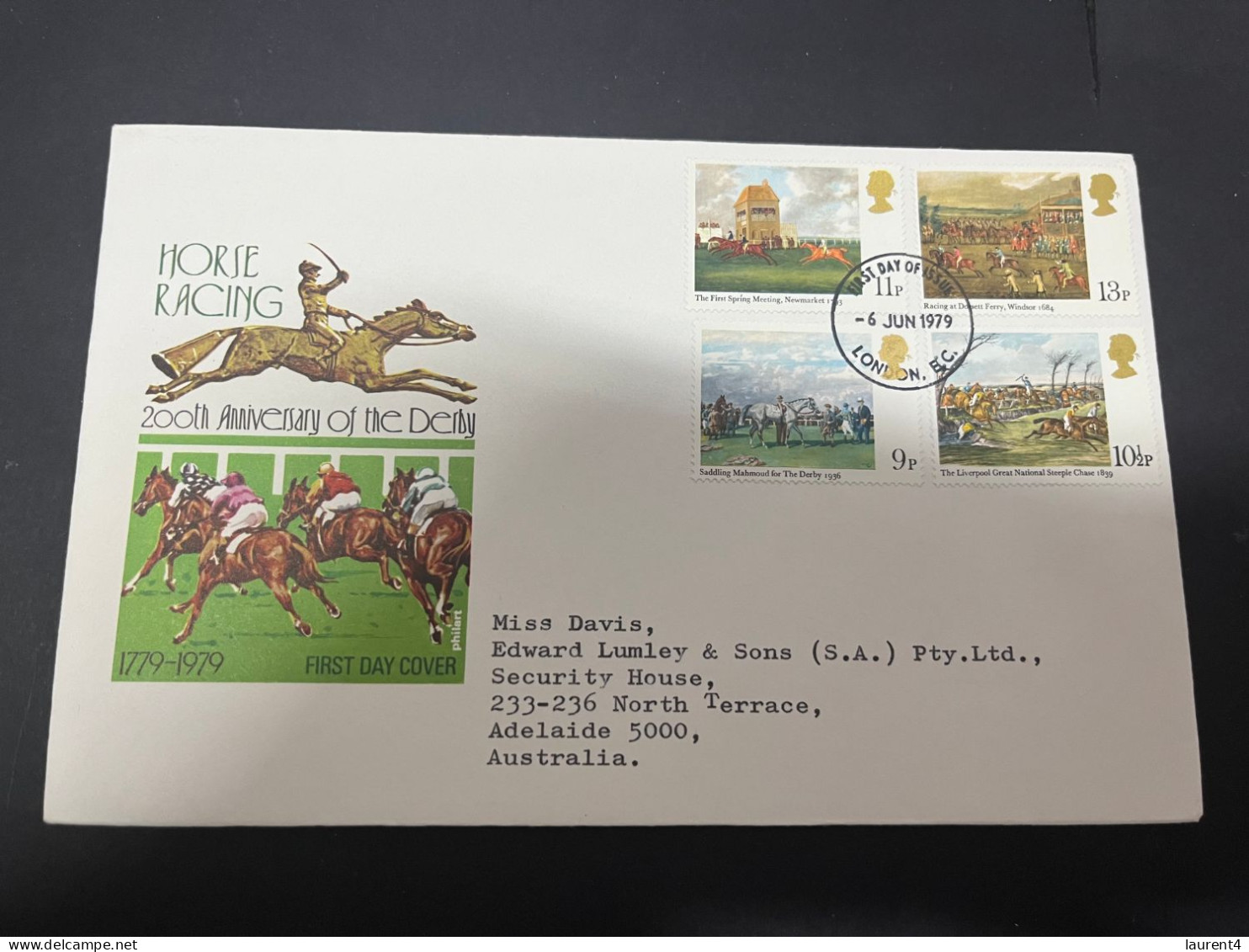 8-2-2024 (3 X 39) UK (Great Britain) FDC - 1979 - Horse Racing - 1971-1980 Decimal Issues