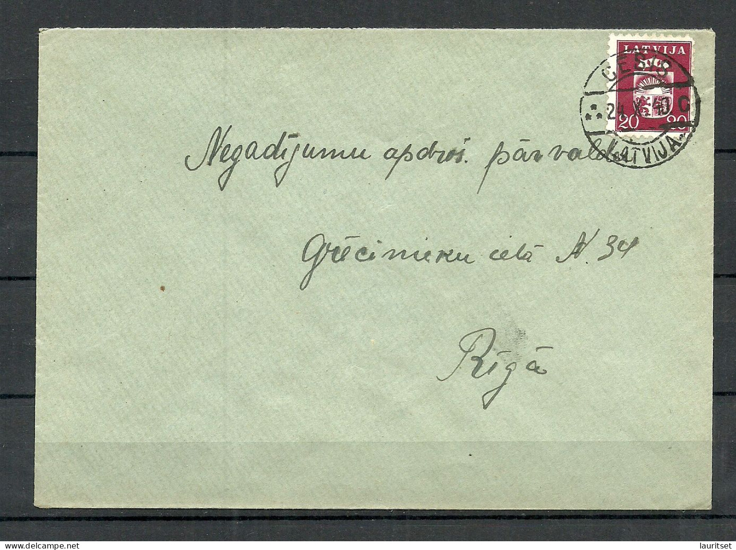 LETTLAND Latvia 1940 O CECIS Domestic Cover To Riga Michel 287 As Single - Lettonie