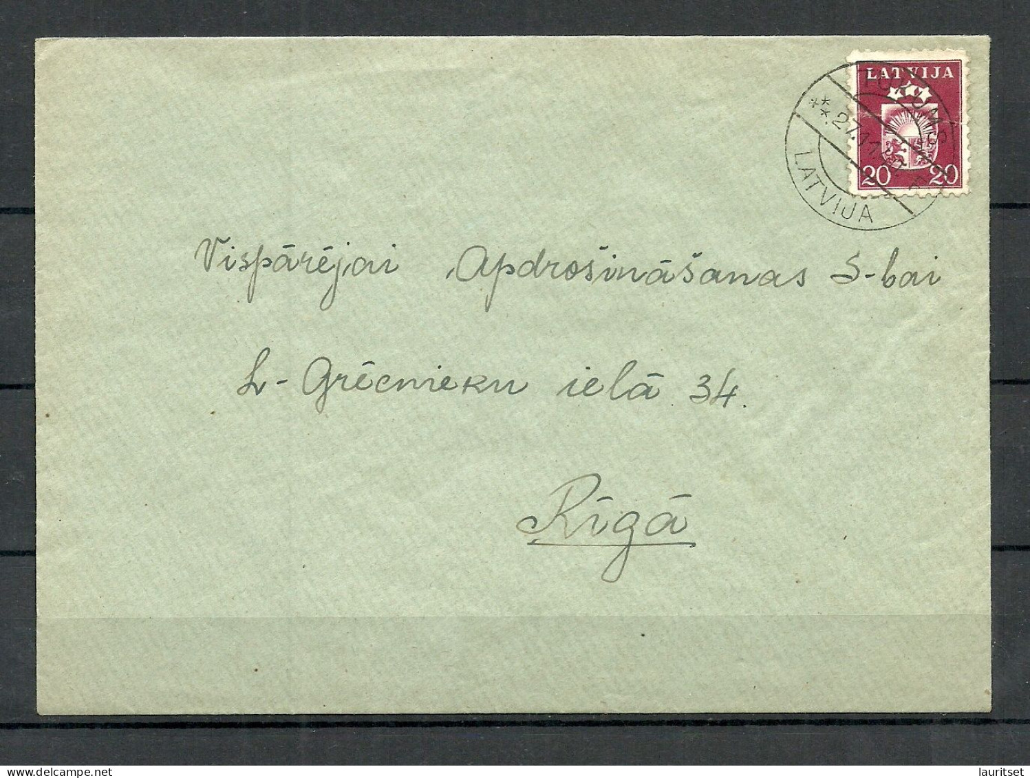 LETTLAND Latvia 1940 O TUKUMS Domestic Cover To Riga Michel 287 As Single - Lettonie