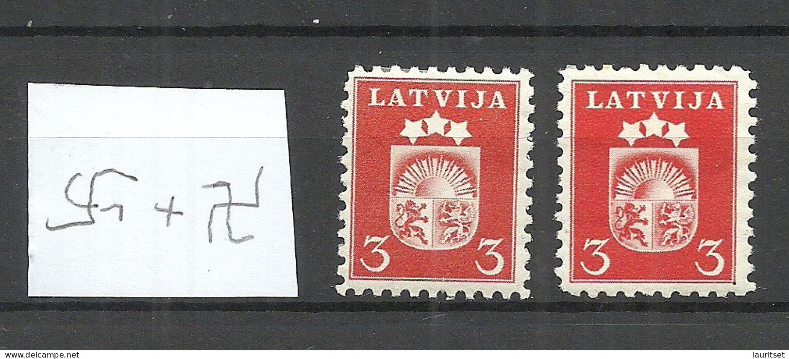 LETTLAND Latvia 1940 Michel 283 * Wm Normal + Inverted - Lettonie