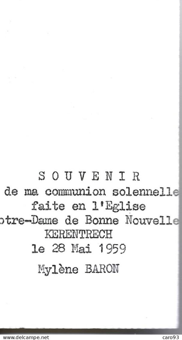 Image Religieuse Communion Solennelle Eglise N.D.de Bonne Nouvelle KERENTRECH 28 Mai 1959 Mylène Baron - Religion & Esotérisme