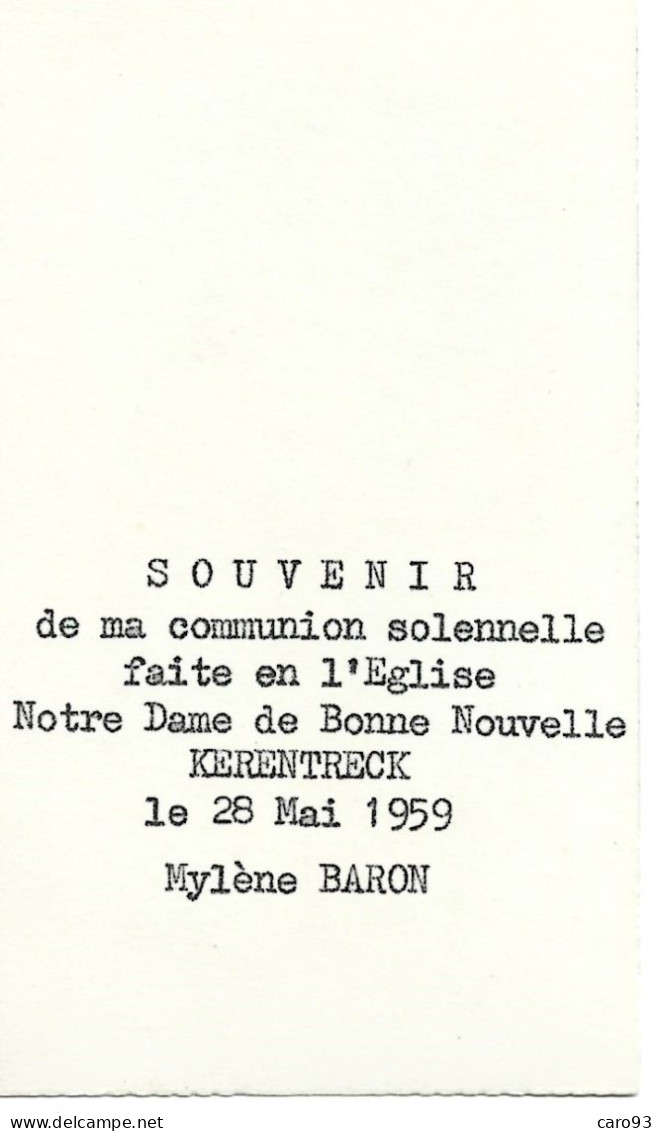 Image Religieuse Communion Solennelle Eglise N.D.de Bonne Nouvelle KERENTRECH 28 Mai 1959 Mylène Baron - Religion & Esotérisme