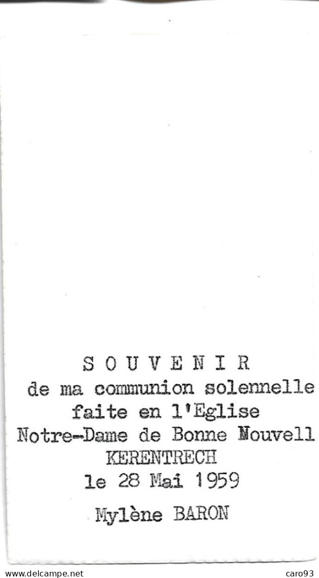 Image Religieuse Communion Solennelle Eglise N.D.de Bonne Nouvelle KERENTRECH 28 Mai 1959 Mylène Baron - Religion & Esotérisme