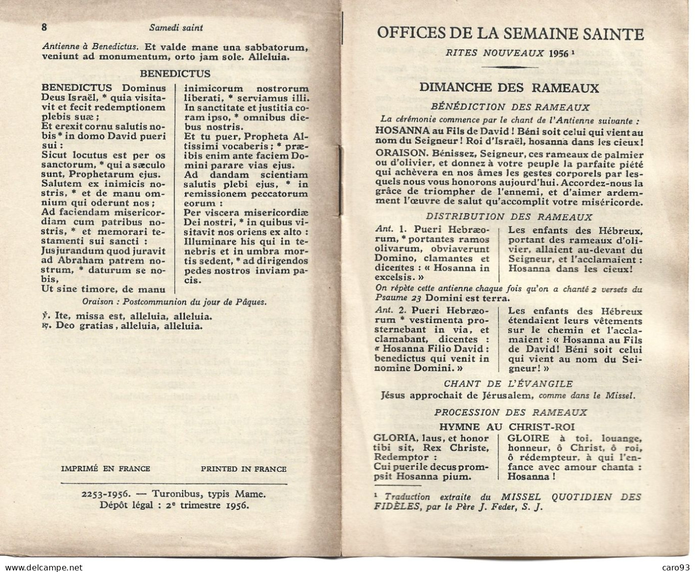 Offices De La Semaine Sainte Rites Nouveaux 1956 Dimanche Des Rameaux - Religion & Esotérisme