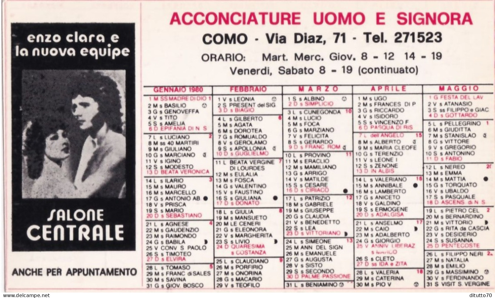 Calendarietto - Acconciature Uomo E Signora - Anno 1980 - Petit Format : 1971-80