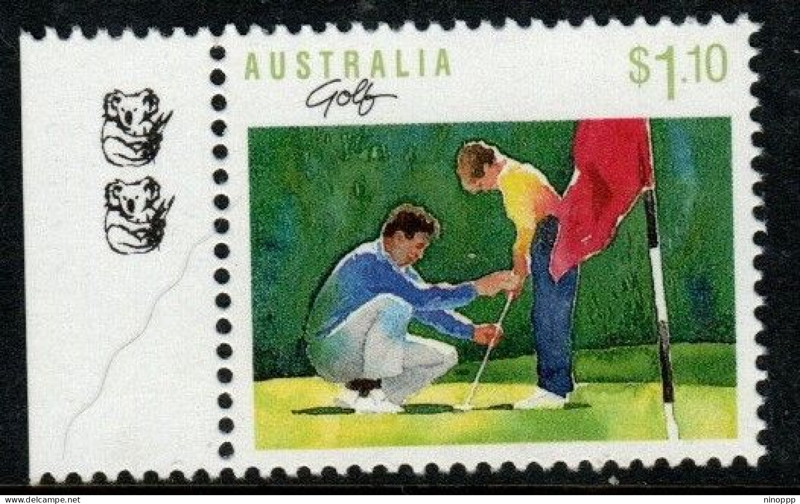 Australia Cat 1188a 1989 Sports $ 1.10 Golf, 2 Koalas Reprint,mint Never Hinged - Ensayos & Reimpresiones