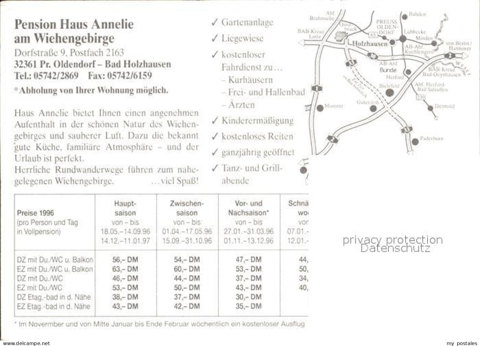 72036838 Bad Holzhausen Luebbecke Pension Haus Annelie Garten Gastraum Zimmer Po - Getmold