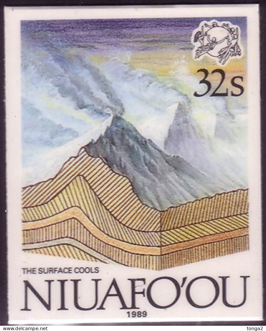 Tonga Niuafo'ou 1989 Cromalin Proof - Cross Section Of Earth During Cooling - 4 Exist From Evolution S/S - Tonga (1970-...)