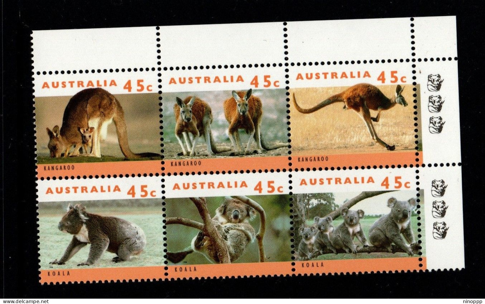 Australia Cat 1441t  Wildlife  Koalas & Roos Block 6  , 3 Koalas Reprint,mint Never Hinged - Proeven & Herdruk