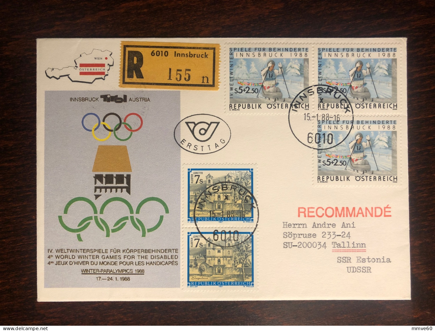 AUSTRIA FDC COVER 1988 YEAR DISABLED IN SPORTS PARALYMPIC HEALTH MEDICINE STAMPS - Covers & Documents