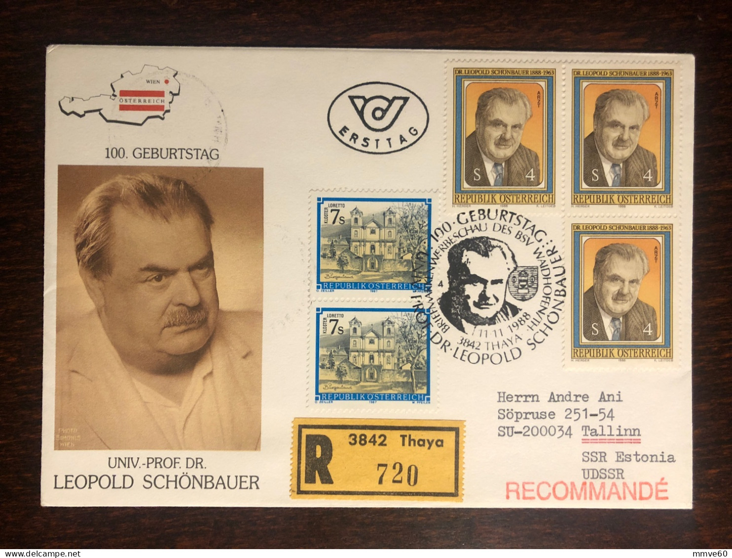 AUSTRIA FDC COVER 1988 YEAR SCHONBAUER NEUROSURGERY SURGERY HEALTH MEDICINE STAMPS - Covers & Documents