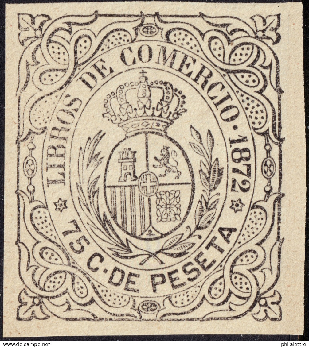 ESPAGNE / ESPANA - COLONIAS (Cuba) 1872 Sello Fiscal "LIBROS DE COMMERCIO" 75c Negro - Sin Goma (/) - Cuba (1874-1898)