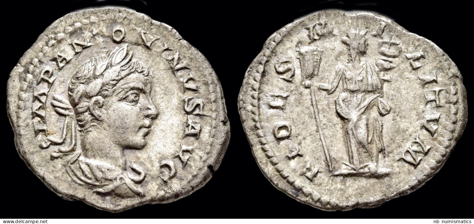 Elagabalus AR Denarius Fides Standing Left - Die Severische Dynastie (193 / 235)