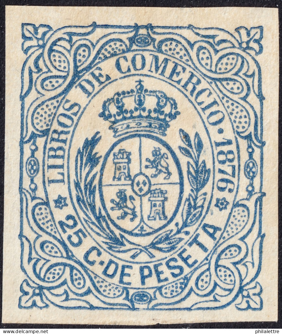 ESPAGNE / ESPANA - COLONIAS (Cuba) 1876 Sello Fiscal "LIBROS DE COMMERCIO" 25c Azul - Nuevo* - Kuba (1874-1898)