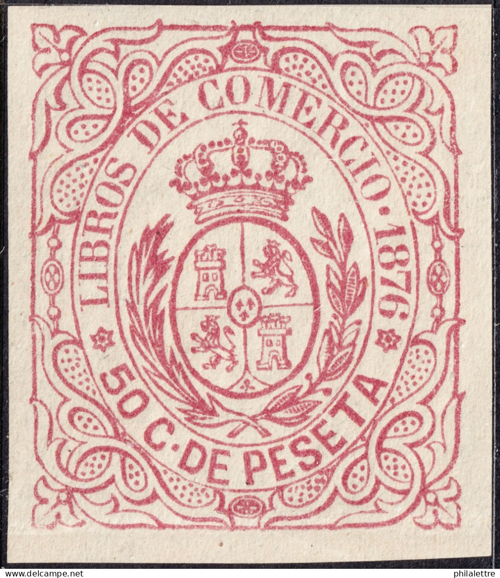 ESPAGNE / ESPANA - COLONIAS (Cuba) 1876 Sello Fiscal "LIBROS DE COMMERCIO" 50c Rose - Nuevo Sin Goma - Kuba (1874-1898)