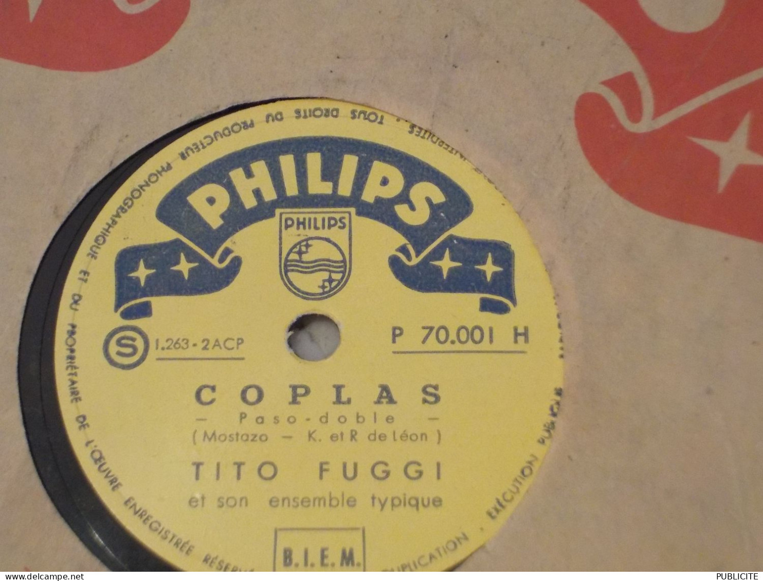 DISQUE 78 TOURS PASOS DOBLE DE TITO FUGGI 1955 - 78 T - Discos Para Fonógrafos