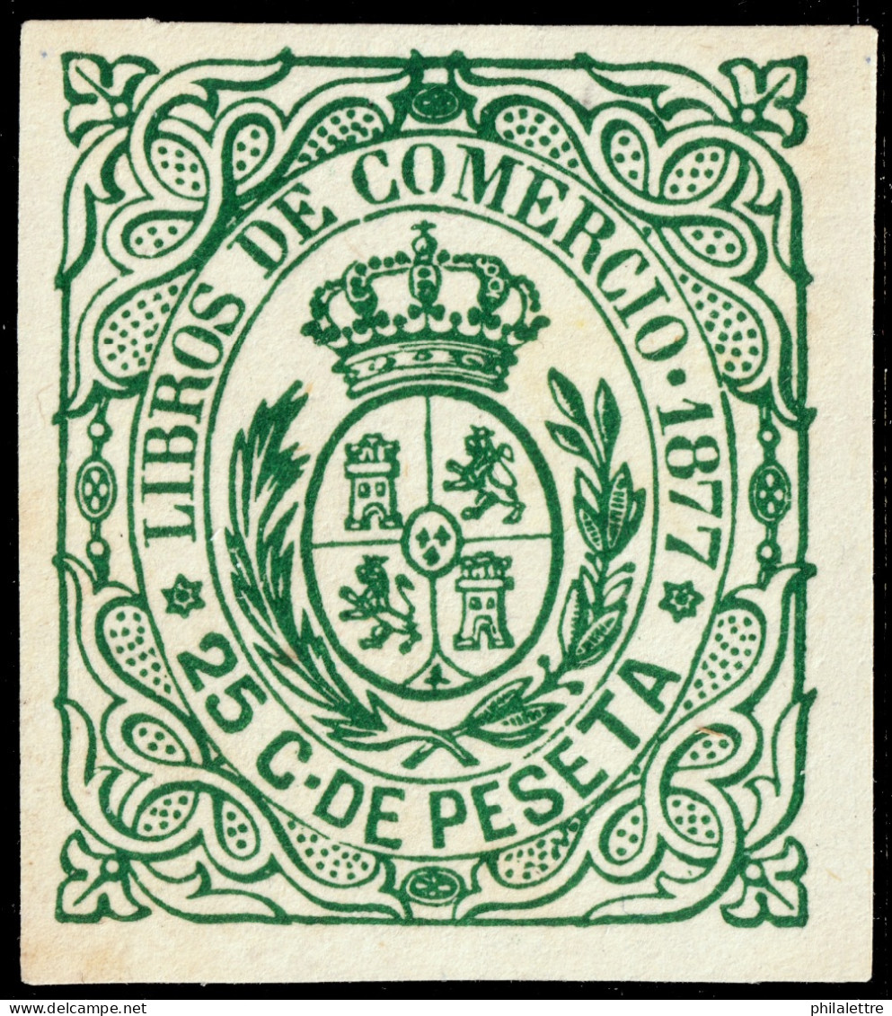 ESPAGNE / ESPANA - COLONIAS (Cuba) 1877 Sello Fiscal "LIBROS DE COMMERCIO" 25c Verde - Nuevo Sin Goma - Cuba (1874-1898)