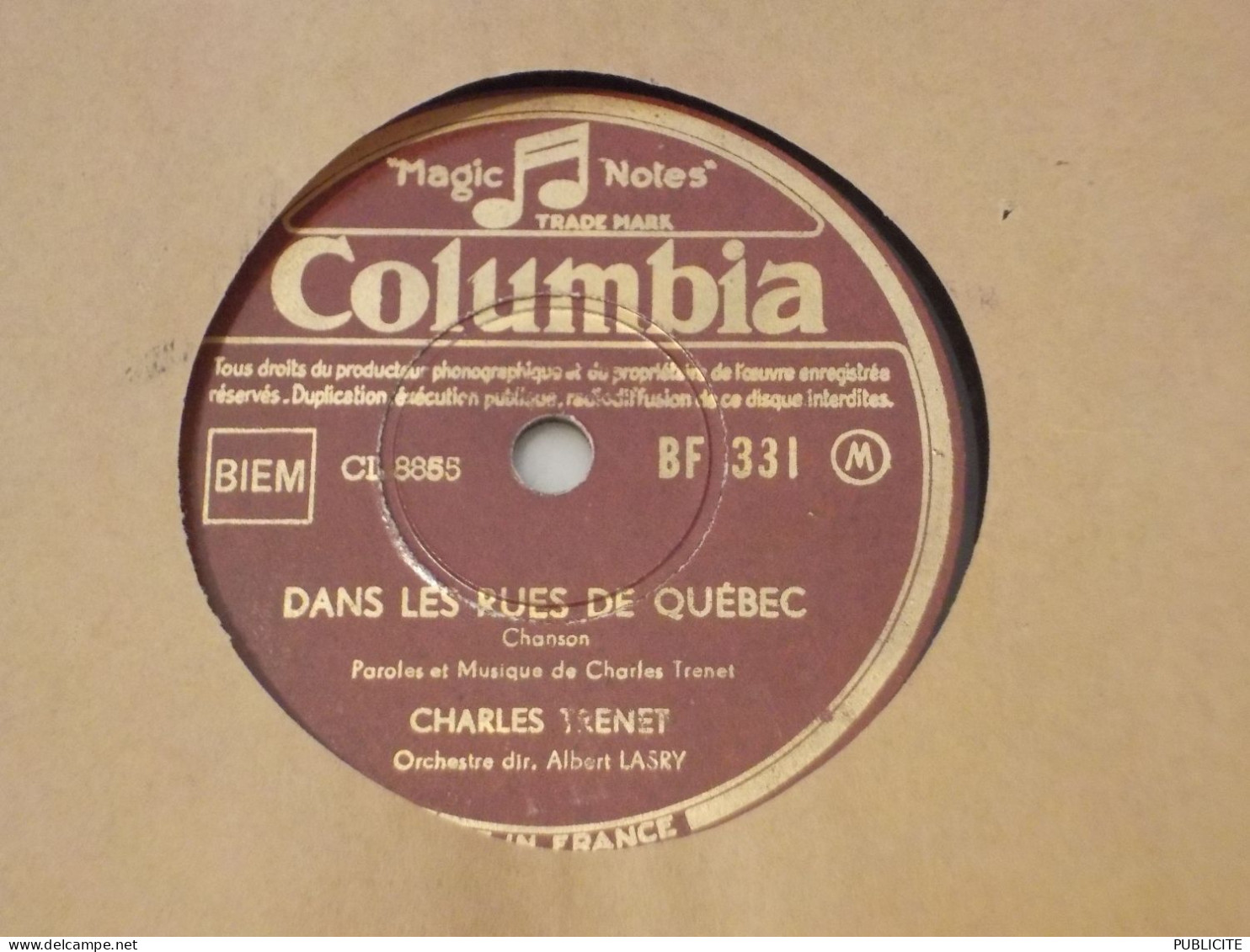 VINYLE  DISQUE 78 TOURS CHANSON  CHARLES TRENET 1950 - 78 T - Disques Pour Gramophone