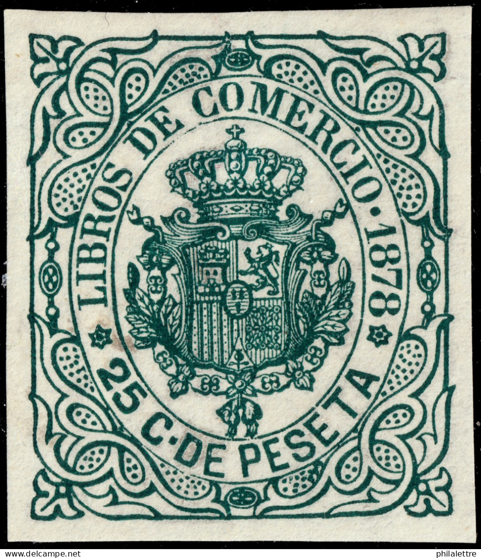 ESPAGNE / ESPANA - COLONIAS (Cuba) 1878 Sello Fiscal "LIBROS DE COMMERCIO" 25c Verde Oscuro - Nuevo Con Goma** - Kuba (1874-1898)