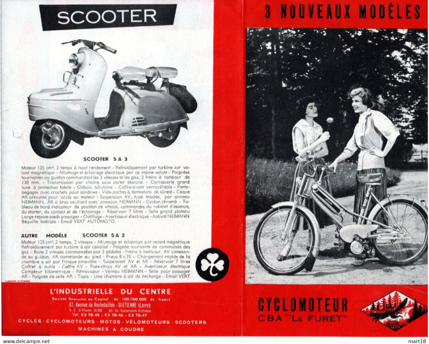 Publicité - Scooter, Cyclomoteur & Moto - CBA Le FURET - Années 1950 - - Motor Bikes