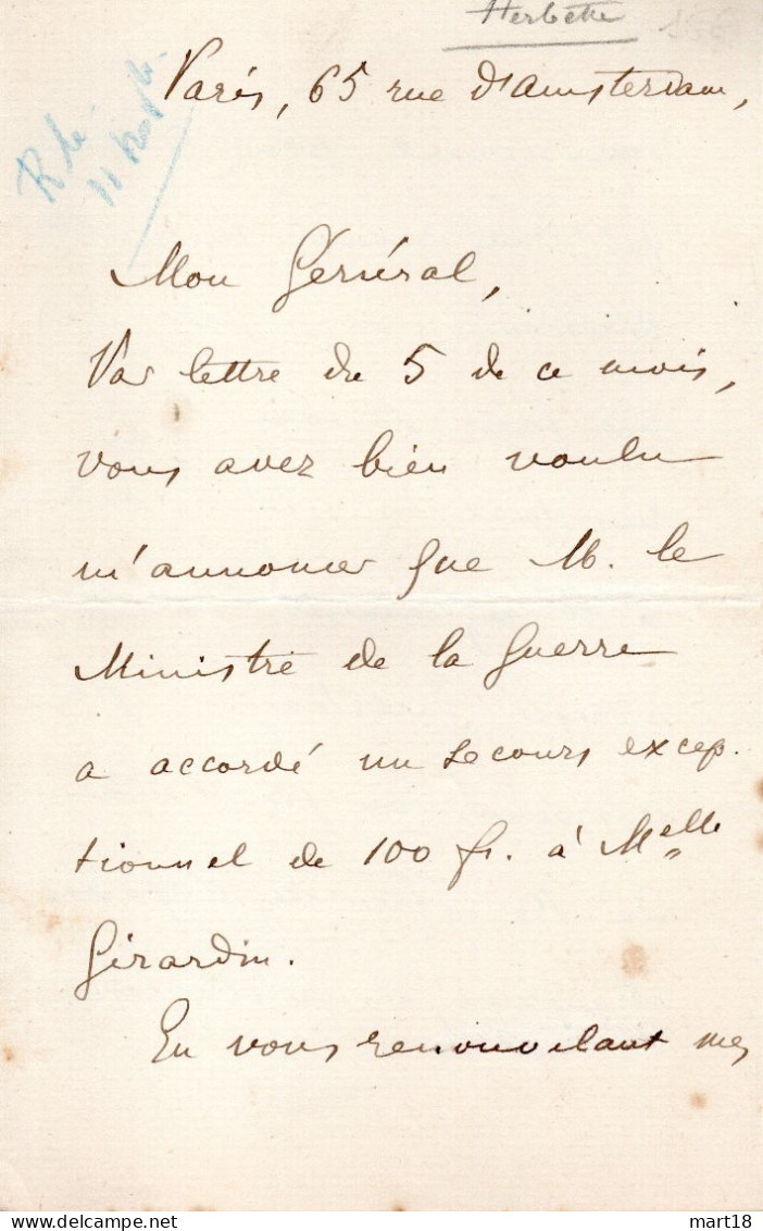 Lettre Manuscrite De Jules HERBETTE - Diplomate Ambassadeur - Signée - - Politiques & Militaires