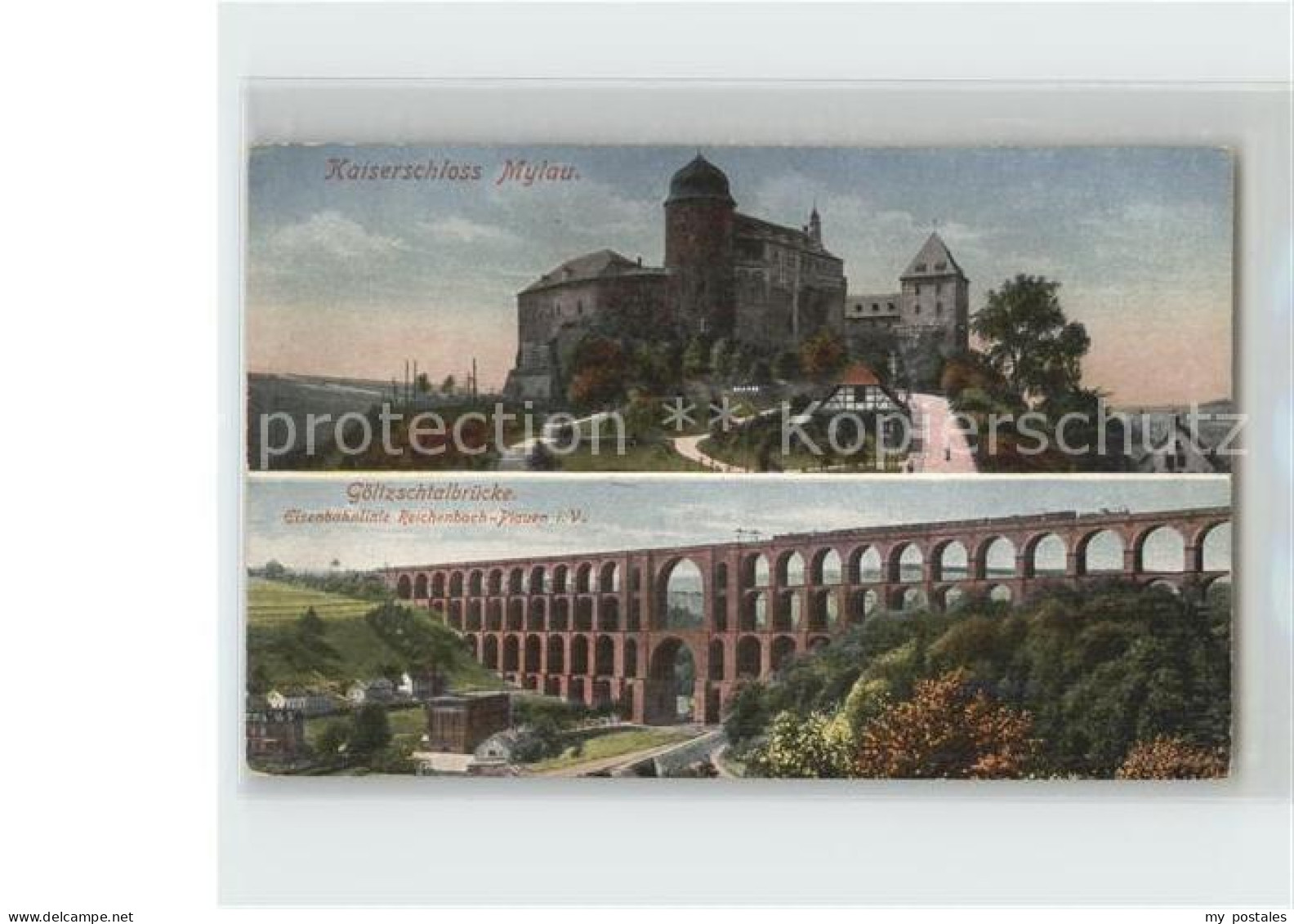 42214704 Mylau Kaiserschloss Goeltzschtalbruecke Eisenbahn Vogtlaendische Schwei - Mylau