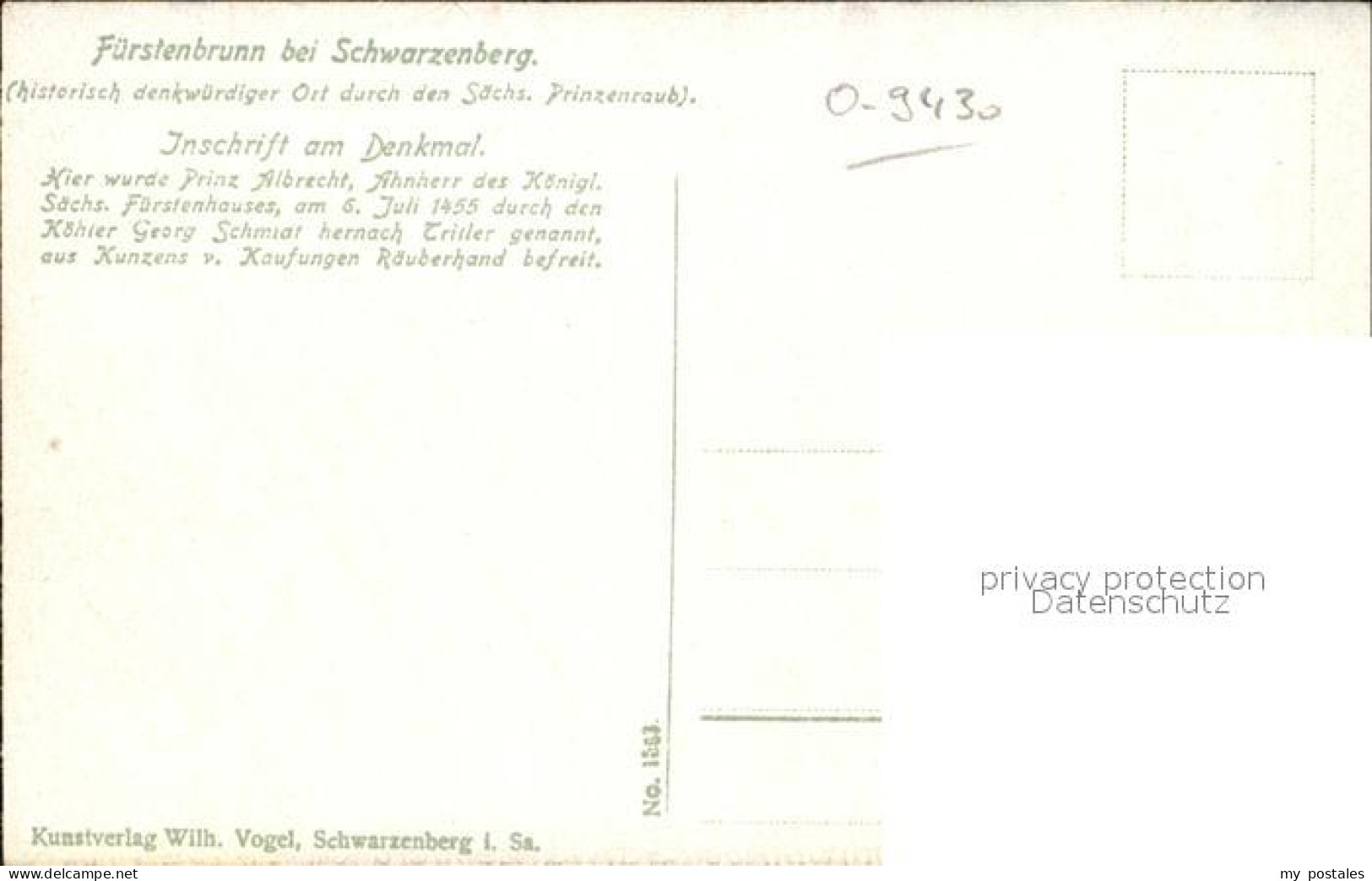 42205075 Fuerstenbrunn Schwarzenberg Historischer Ort Denkmal Saechsischer Prinz - Schwarzenberg (Erzgeb.)